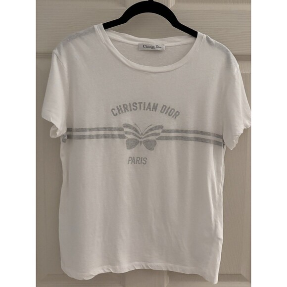 Christian Dior Paris Butterfly Logo Tee White Size L Italy